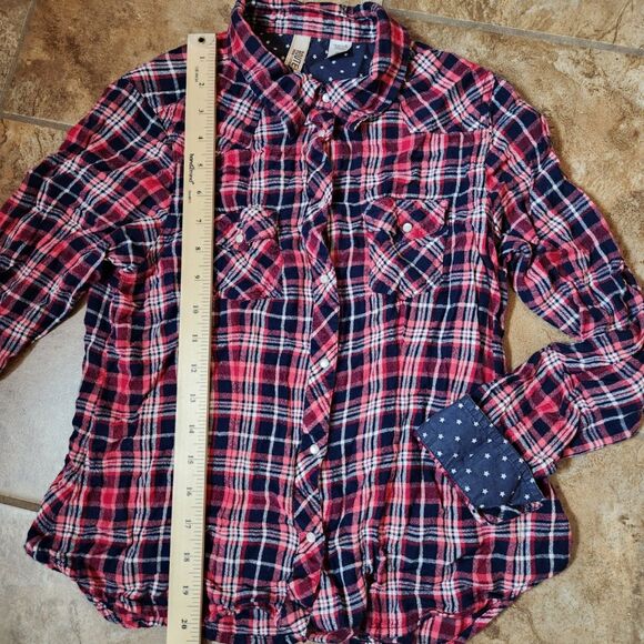 Route 66 Plaid Button-Up Shirt – Juniors Small, Long Sleeve, Roll Tab - Picture 5 of 8